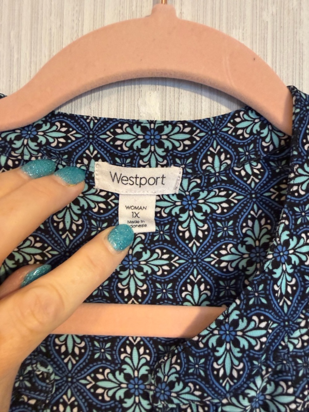 Westport Blues Pattern Soft Blouse - Picture 2 of 5